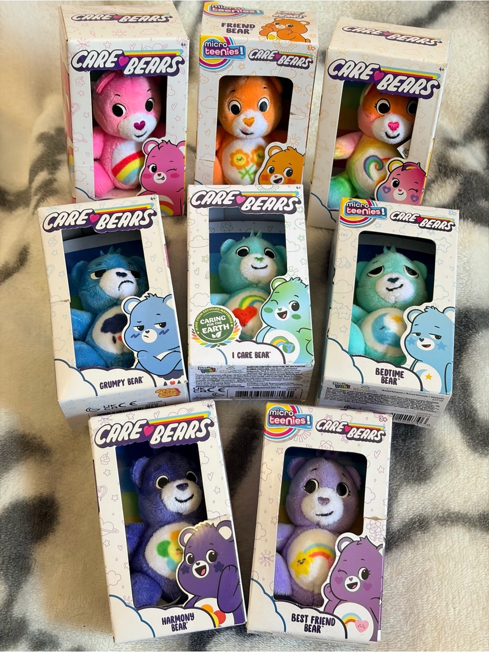 Care Bears Micro Teenies 3” Plush Toys -8 Piece Lot) - NIB